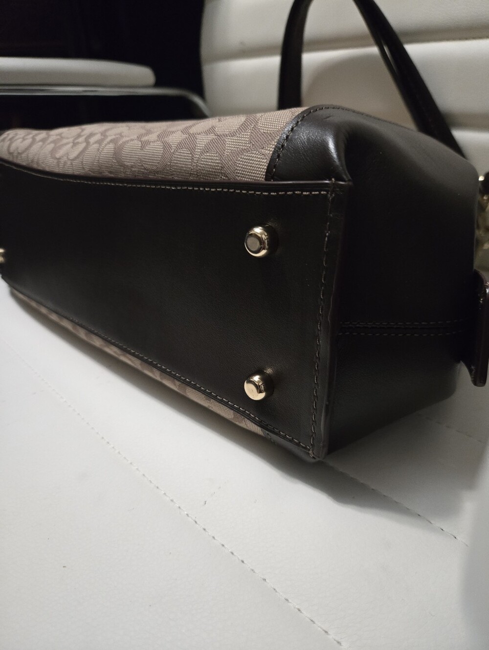 NWT Coach Dalton Tan Signature Jaquard/Dark Chocolate Leather Shoulder Bag.Mwah! - Picture 7 of 15